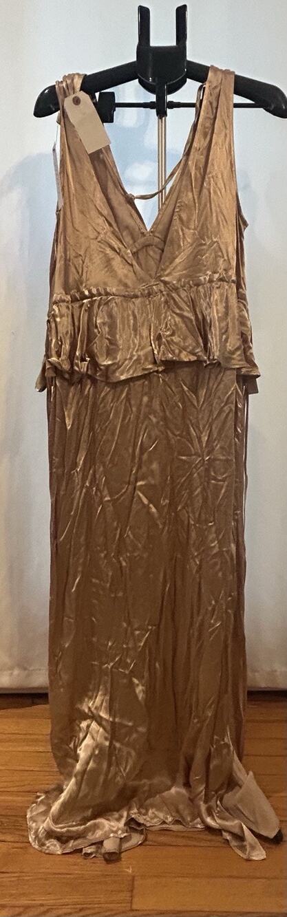 NWT Topshop Tan Metallic Satin Dress Size 8